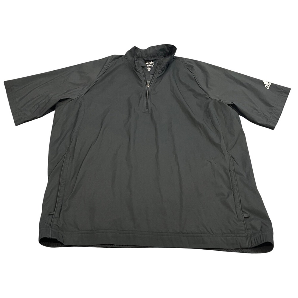 Adidas Golf Pullover Medium Black ClimaProof Short Sleeve Wind Shirt Quarter Zip